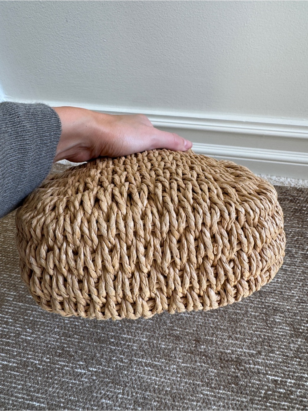 Woven Round-Handle Straw Tote - Natural - Picture 5 of 6